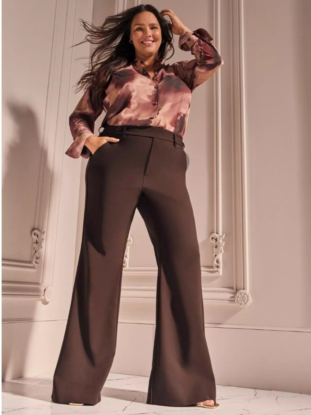 TORRID Studio High-Rise A-Line Flare Trouser in Coffee Bean- Size 20R